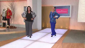 Bob Mackie's Wide Leg Regular Length Knit Pants with Sandra Bennett