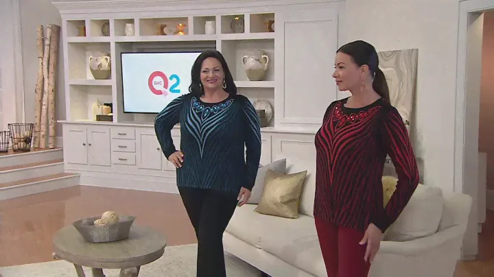 Bob Mackie's Printed Sweater with Jeweled Neckline on QVC