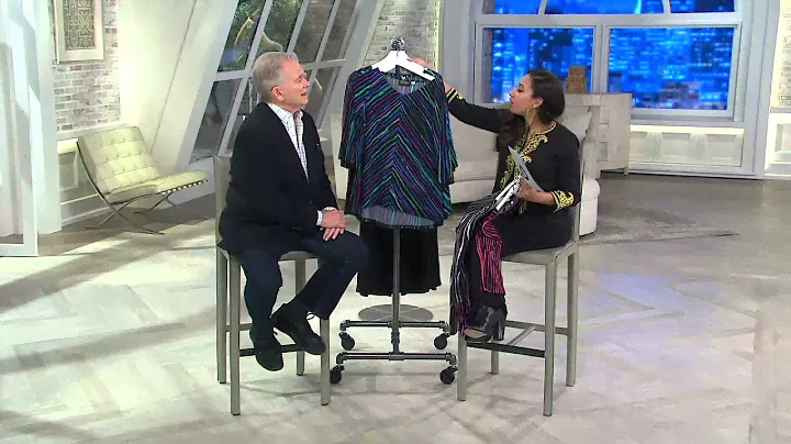 Bob Mackie's PainterlyStripe V-Neck Top with Hi-Low Hem with Gabrielle Kerr