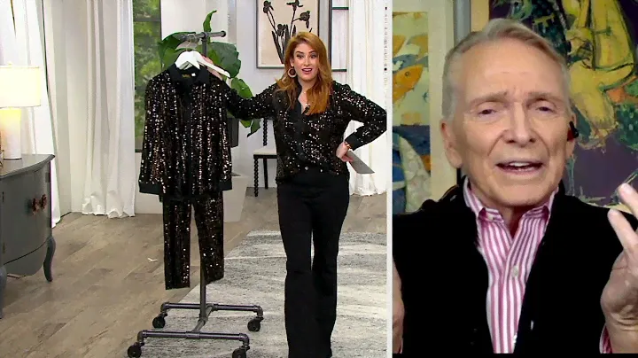 Bob Mackie Sequin Stripe Button-Front Shirt on QVC