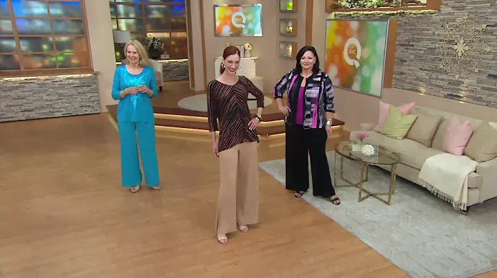 Bob Mackie's Wide Leg Knit Pants Regular or Petite on QVC