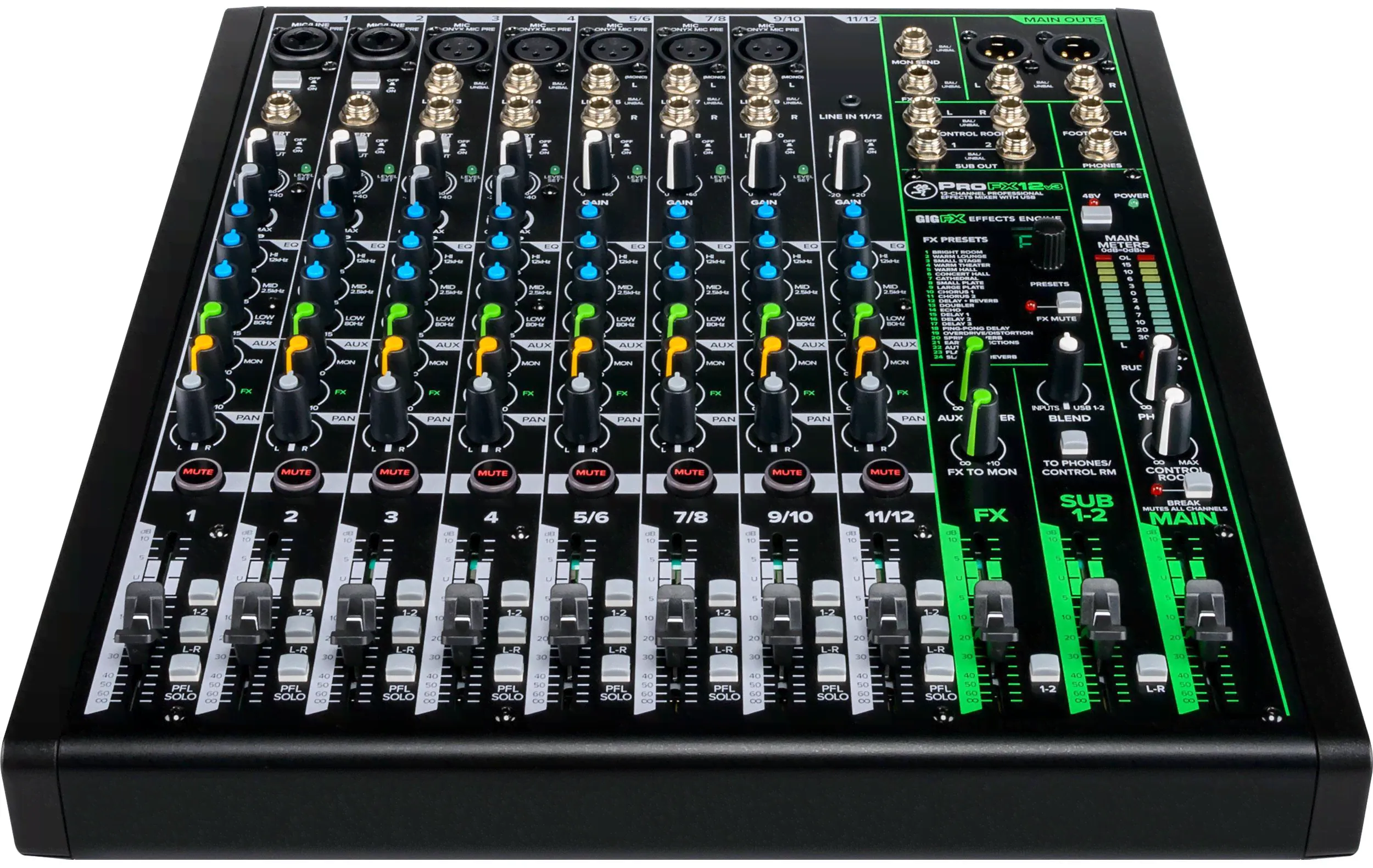 MACKIE ProFX12v3 12-канальный микшер с процессором эффектов и USB-1