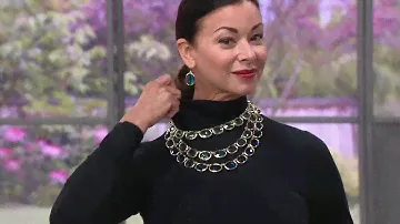 Bob Mackie Long Sleeve Mock Neck Knit Top on QVC