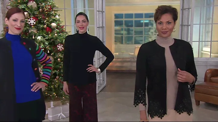 Bob Mackie's Long Sleeve Mock Neck Knit Top on QVC
