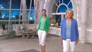 Bob Mackie's Drape Front Cardigan with Sequin Stripe Shell on QVC