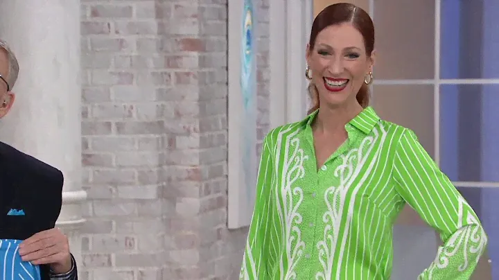 Bob Mackie Woven Pinstriped Button Front Blouse on QVC