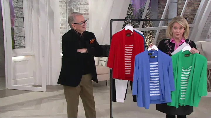 Bob Mackie's Drape Front Cardigan with Sequin Stripe Shell on QVC