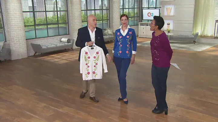 Bob Mackie's Embroidered Button Front Sweater Knit Cardigan on QVC