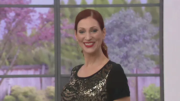 Bob Mackie Short-Sleeve Sequin Front Knit Top on QVC