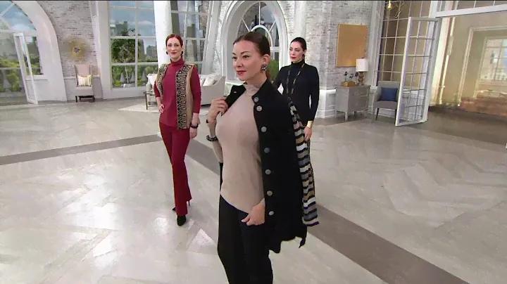 Bob Mackie's Long Sleeve Mock Neck Knit Top on QVC